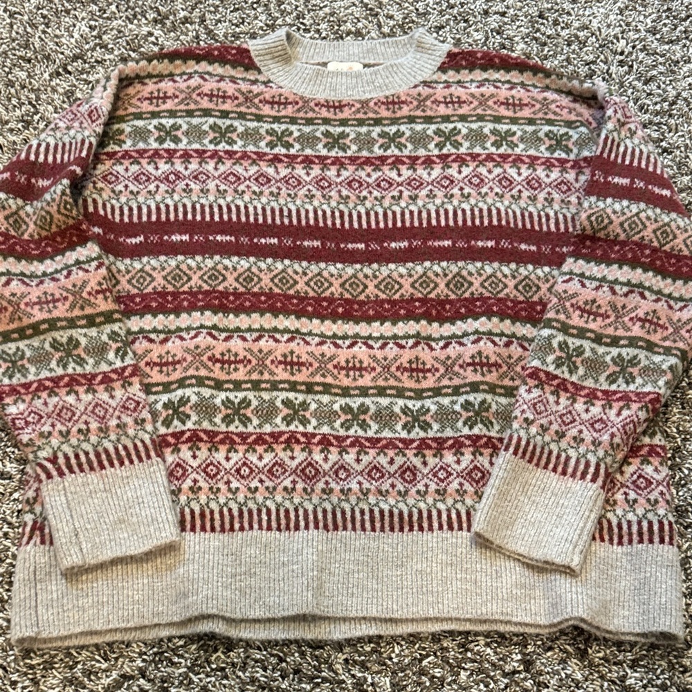 Patterned Crew Neck Sweater - Multicolor - image 1